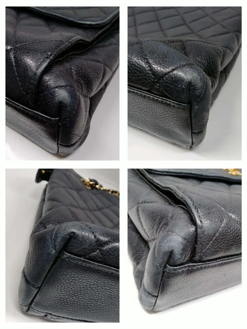 Authentic Chanel Vintage CC Shoulder Bag Black Quilted Leather Gold Chain Bag - Picture 10 of 16